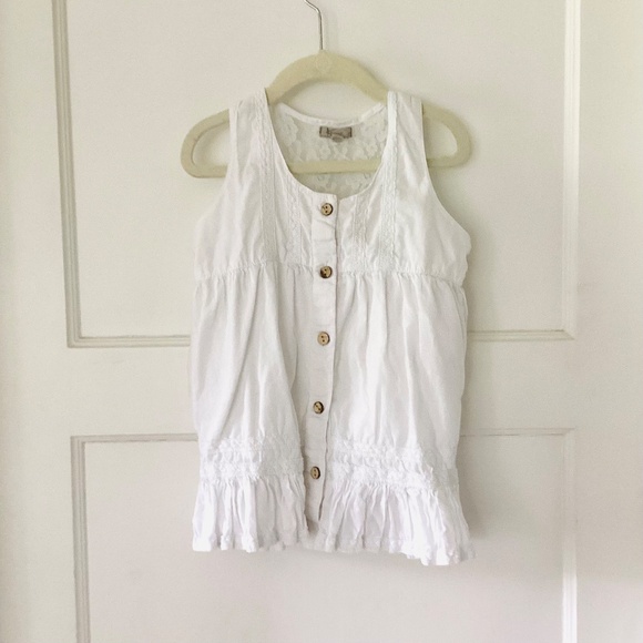 Girl Clothes Sizes 7/8 White Top Peasant Summer Floral Tank Dress Sleeveless - Picture 2 of 14